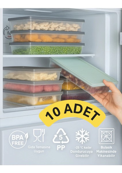 Frova 10 Adet Buzdolabı Organizeri Vakumlu Sızdırmaz Kapaklı 2 Lt Düzenleyici Organizer