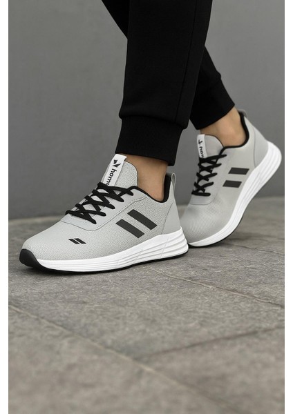 Unisex Bağcıklı Triko Poli Taban Spor Ayakkabı-Buz-Siyah modelleri