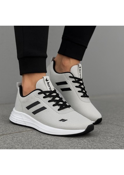 Unisex Bağcıklı Triko Poli Taban Spor Ayakkabı-Buz-Siyah fırsatları