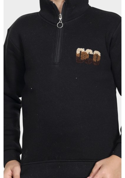 Erkek Çocuk Kışlık Nakış Detaylı Yarım Fermuar Sweatshirt fiyatları
