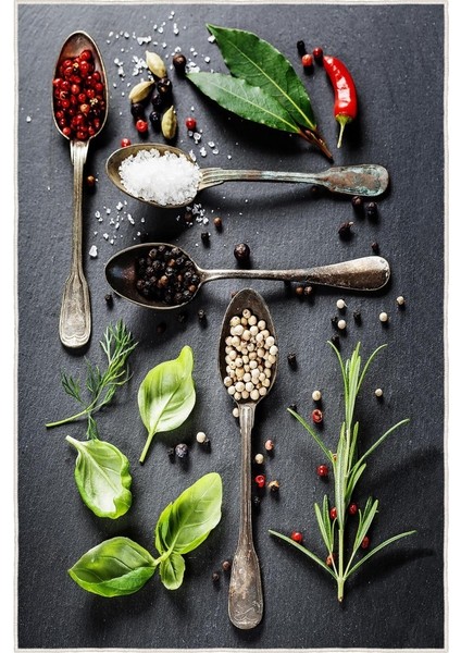 Lezzetle Gelen Stil Mutfakta Şıklığın Yeni Yolu Baharat Temalı Dekoratif Kaymaz Taban Halı fırsatları