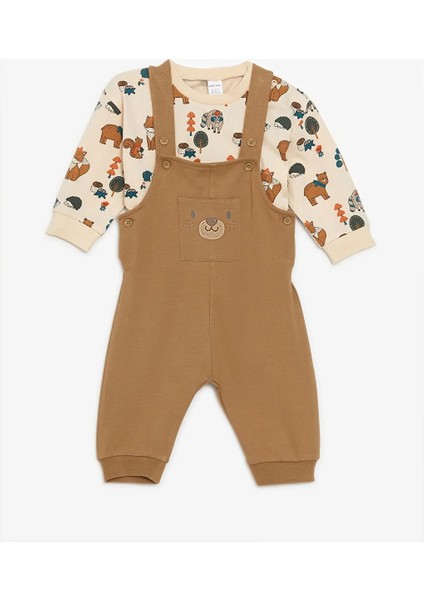 Lcw Baby Bej Nakışlı Erkek Bebek Salopet ve Tişört 2'li Takım fiyatları