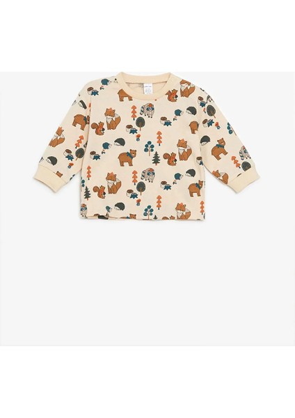 Lcw Baby Bej Nakışlı Erkek Bebek Salopet ve Tişört 2'li Takım fırsatları