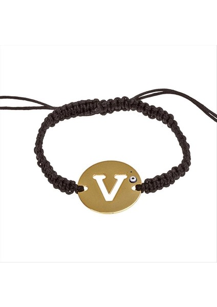 Sepetim Seri Sonu Makrome Örgülü Harfli Bileklik-V