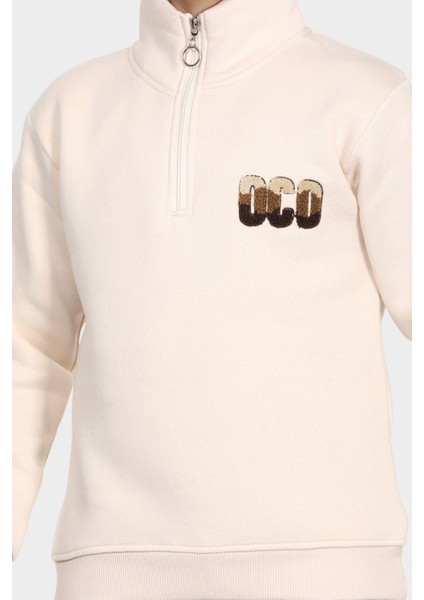 Erkek Çocuk Kışlık Nakış Detaylı Yarım Fermuar Sweatshirt fiyatları
