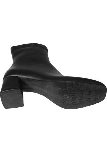 Yazkış Kadın Siyah Cilt 16CM Bilek Boyu Yandan Fermuarlı 6cm Kalın Topuk Kut Burun Topuklu Bot fırsatları