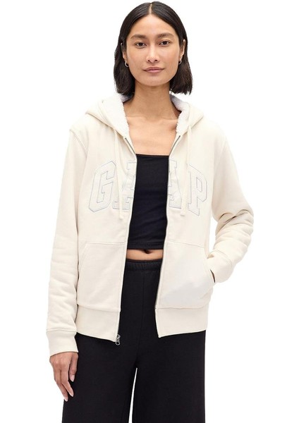 Relaxed Gap Logo Sherpa Astarlı Fermuarlı Sweatshirt - 804073