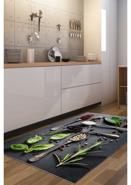 Lezzetle Gelen Stil Mutfakta Şıklığın Yeni Yolu Baharat Temalı Dekoratif Kaymaz Taban Halı fiyatları