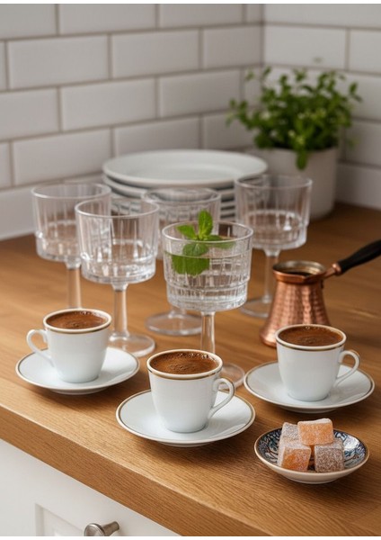 6'lı Kahve Yanı Bardak Ayaklı Kahve Yanı Bardağı 80 ml Kristal Cam modelleri