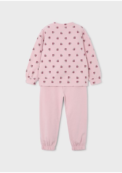 4-10 Yaş Kız Çocuk Pembe Çiçek Baskılı Sweat ve Eşofman Altı Takımı fiyatları