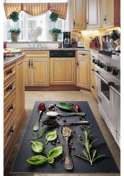 Lezzetle Gelen Stil Mutfakta Şıklığın Yeni Yolu Baharat Temalı Dekoratif Kaymaz Taban Halı modelleri