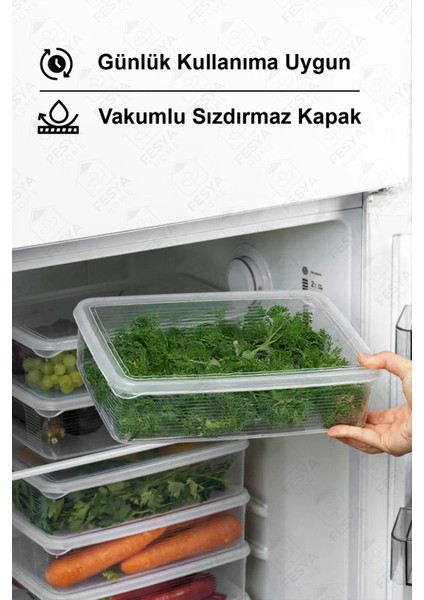 Nera 3 Adet Buzdolabı Organizer Vakumlu Sızdırmaz Kapaklı 3,5 Lt Düzenleyici Organizer modelleri