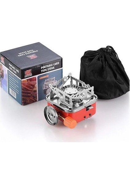 Kare Kamp Mini Gazlı Ocak Piezo Ateşlemeli Taşınabilir Katlanır Pişirme Ocağı