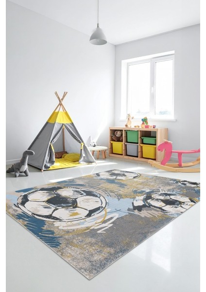 Sporla Büyüyen Hayaller Için Futbol Temalı Yıkanabilir Kaymaz Taban Halı fiyatları