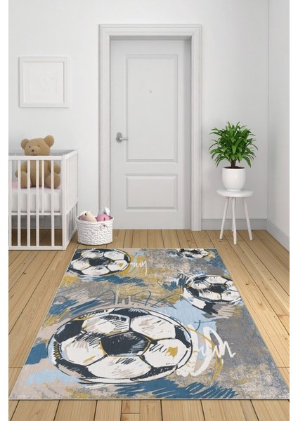 Sporla Büyüyen Hayaller Için Futbol Temalı Yıkanabilir Kaymaz Taban Halı modelleri