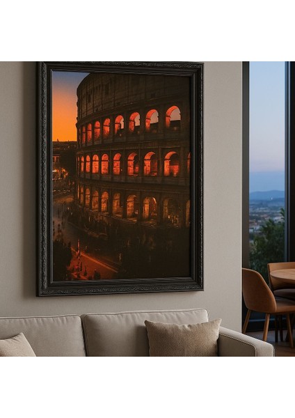 Rome Sunset – Kolezyum Gün Batımı Duvar Tablosu (Çerçeveli)