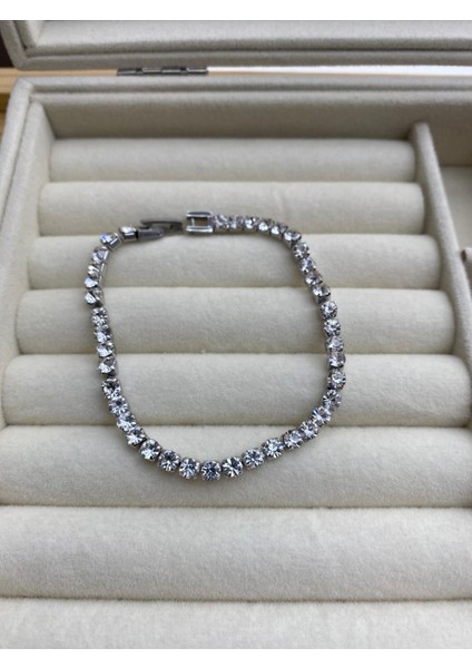 Çelik Gümüş Renk Zirkon Taşlı Su Yolu Bileklik fiyatları