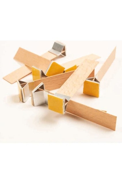 Ahşap Mum Fitili ve Yapışkanlı Sehpa, 60 Adet, 20MM x 100MM x 0.5mm