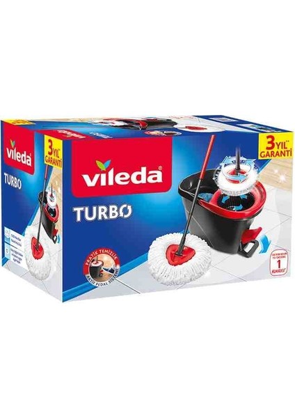 Turbo Pedallı Temizlik Seti - Antrasit/Kırmızı, Yüksek Emicilik, Su Sıçratmayan Özellik, Çok Amaçlı ve Ergonomik Tasarım