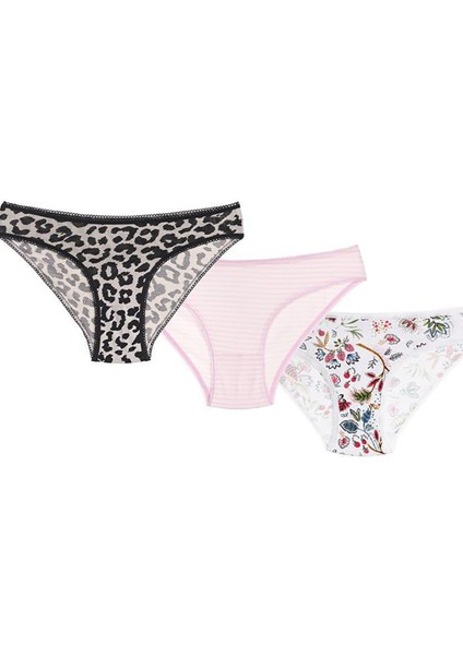 Renkli Desenli 3lü Slip Külot