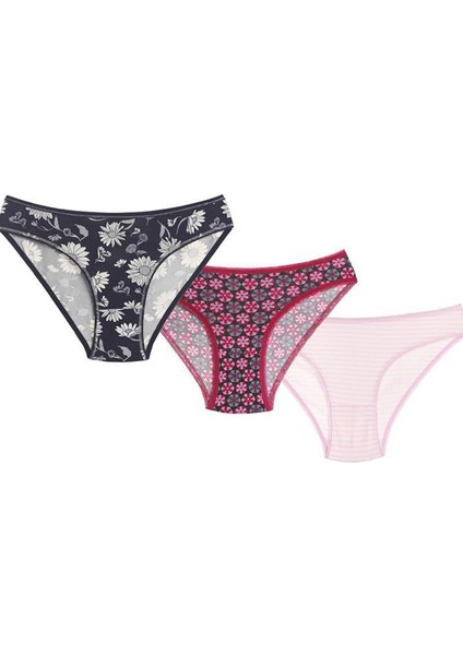 Renkli Desenli 3lü Slip Külot modelleri