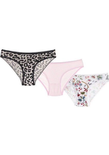 Renkli Desenli 3lü Slip Külot
