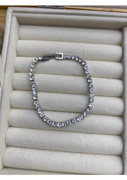 Çelik Gümüş Renk Zirkon Taşlı Su Yolu Bileklik fırsatları