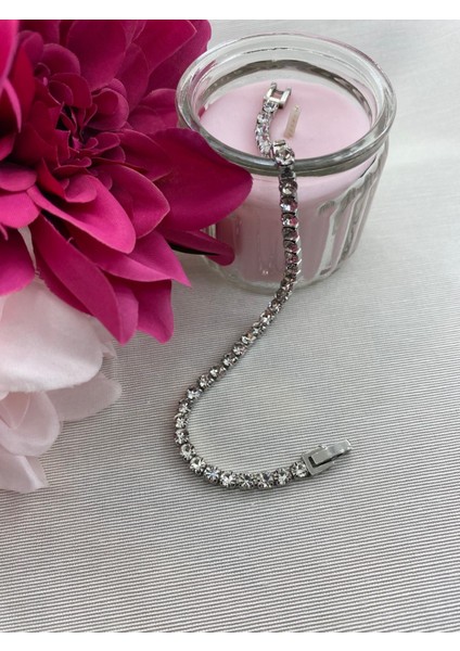 Çelik Gümüş Renk Zirkon Taşlı Su Yolu Bileklik indirimleri