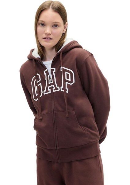 Relaxed Gap Logo Sherpa Astarlı Fermuarlı Sweatshirt - 804073