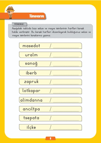 Dikkat ve Zihinsel Gelişim Etkinlikleri 4.sınıf modelleri