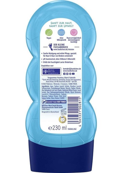 Çocuk Şampuan&Duş Jeli 2 in 1 Pokemon Schiggy 230 ml