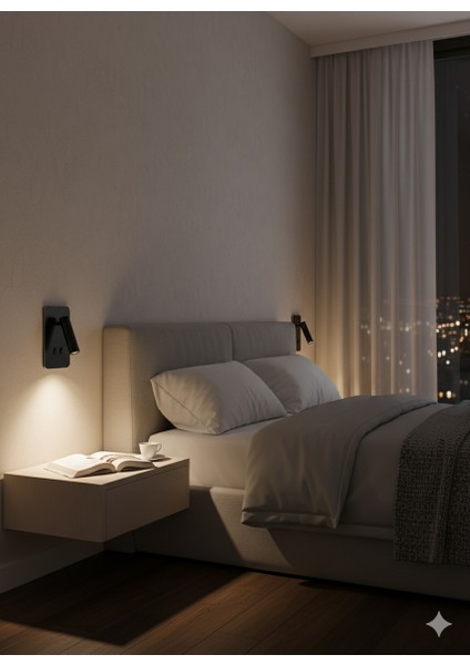 LED Duvar Okuma Apliği — KSL175 / 13W / 1200 Lümen / 4000K / Siyah Gövde