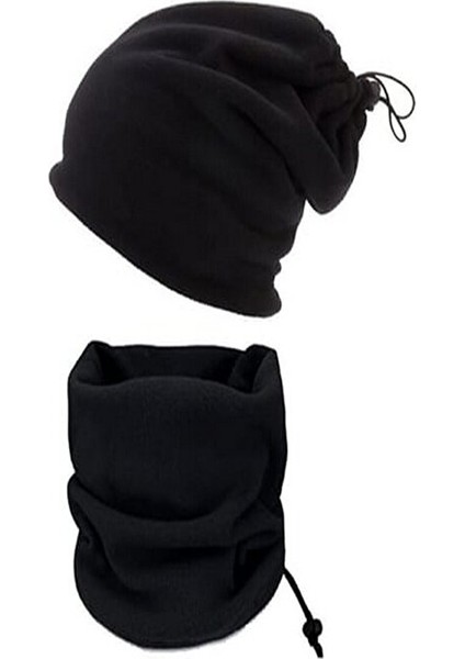 Unisex Siyah Polar Boyunluk & Bere