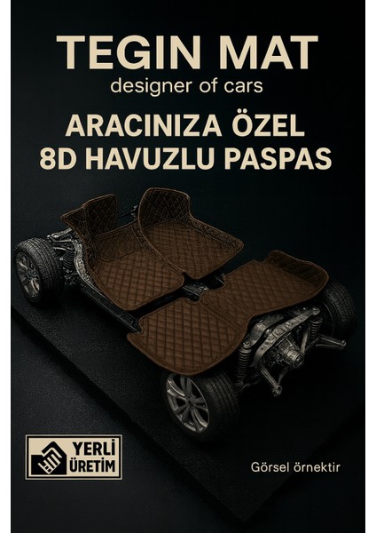 Toyota Corolla 8d Araca Özel Havuzlu Suni Deri Paspas Kahverengi (Tam Kaplama, 11 Mm, Kokusuz)
