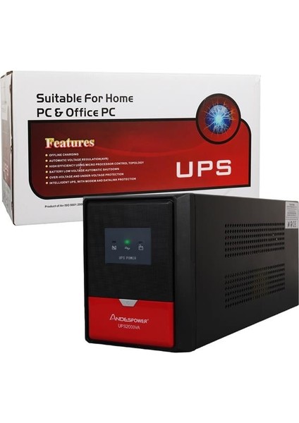 Andespower UPS2000VA 2000VA 12V9AHX2 Ups Kesintisiz Güç Kaynağı Line - Interaktif fırsatları