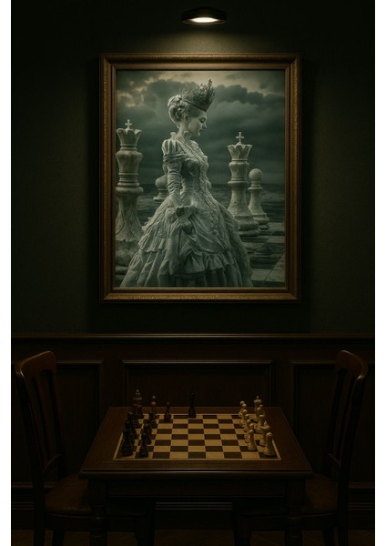 The Queen’s Move – Satranç Kraliçesi Temalı Duvar Tablosu (Çerçeveli)