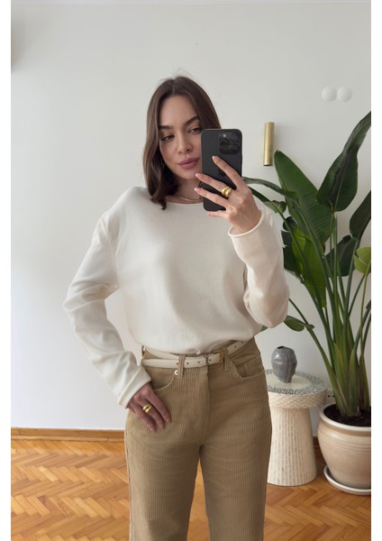 Marka Model Kayık Yaka Triko Bluz- Ekru fırsatları