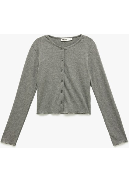 Uzun Kollu Bisiklet Yaka Triko Pijama Üstü