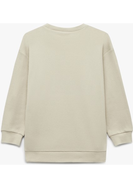 Pamuklu Uzun Kollu Bisiklet Yaka Oversize Basic Sweatshirt fiyatları