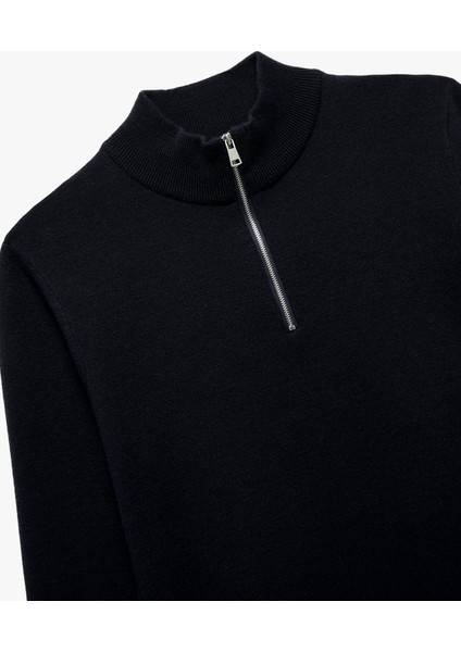 Uzun Kollu Viskon Karışımlı Yarım Fermuarlı Triko Kazak indirimleri