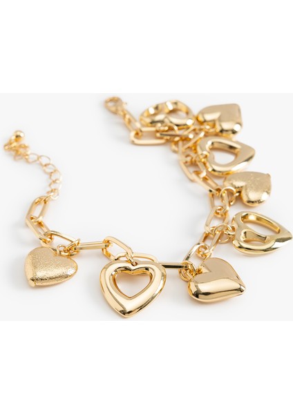 Kalp Detaylı Sallantılı Zincir Bileklik fiyatları
