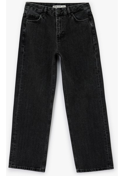 Normal Bel Düz Paça Pamuklu Taşlı Jean Pantolon - Straight Jeans fırsatları
