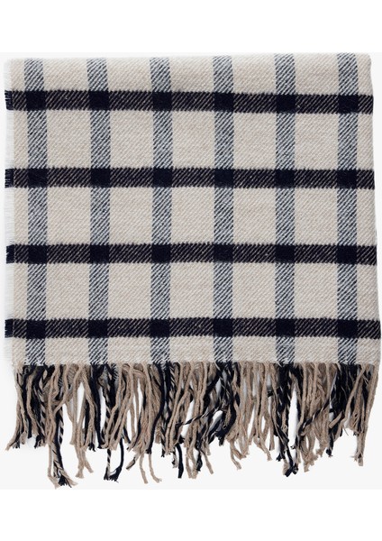 Püsküllü Ekoseli Uzun Atkı