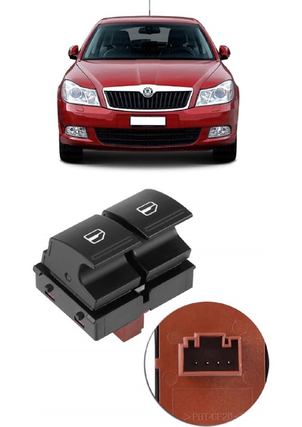 Skoda Octavia A6 2009-2012 Uyumlu Sol Ön Kapı Ön Camları Açma Düğmesi Ikili 1Z0959858