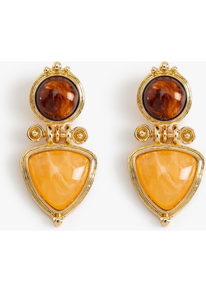 Sallantılı Taş Detaylı Vintage Küpe