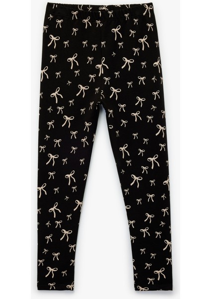 Fiyonk Baskılı Beli Lastikli Pamuklu Tayt