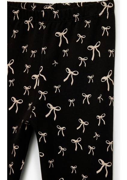 Fiyonk Baskılı Beli Lastikli Pamuklu Tayt modelleri