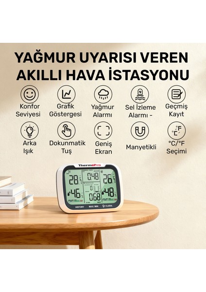 TP270 Termometre Iç/dış Mekan Profesyonel Dijital Sıcaklık ve Nem Ölçer fiyatları