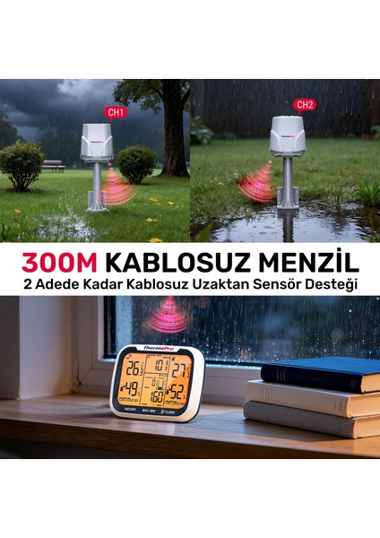 TP270 Termometre Iç/dış Mekan Profesyonel Dijital Sıcaklık ve Nem Ölçer modelleri