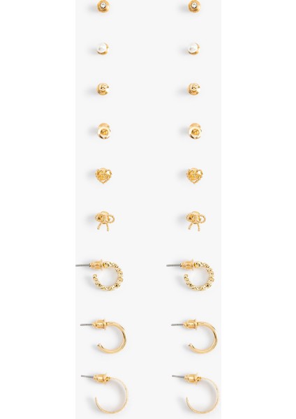 9'lu Çelik Halka ve Top Küpe Seti